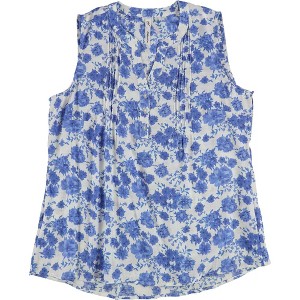 NY Collection Womens Pintucked Floral Sleeveless Blouse Top - 1 of 2