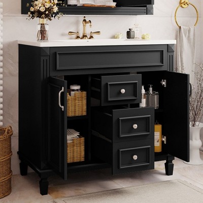 ALEXOUN 36" Bathroom Vanity with Sink Combo,Freestanding Wooden Bathroom Storage Vanity with 2 Drawers & 2 Soft-Closing Doors