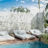 Wooakway 35" x 72" Black Metal Garden Trellis Privacy Screen Indoor Outdoor Room Divider Lattice Panel - 2 of 4