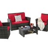 Outdoor Sofa Set, 4 Pcs Rattan Wicker Sofa, Sofa Set with Armrest Chairs and Tempered Glass Coffee Table, Sofas with Cushions-Coolbibila - 4 of 4