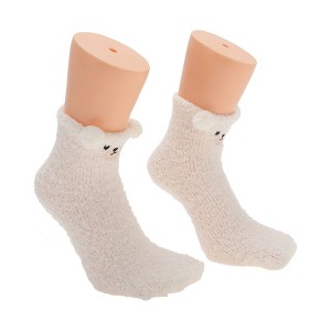 Unique Bargains Women's Cute Bears Pattern Sleep Cozy Socks 1 Pair - 1 of 4