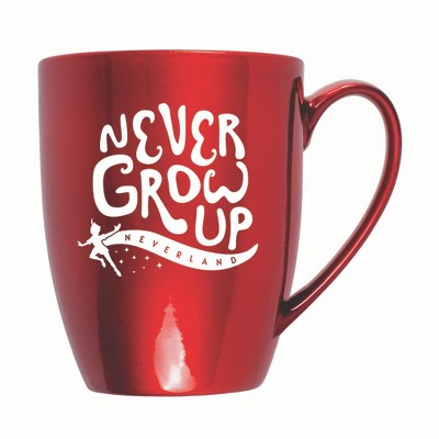 Elanze Designs Never Grow Up Neverland 10 ounce New Bone China Coffee Tea Cup Mug For Your Favorite Morning Brew, Cardinal Red