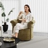360° Swivel Boucle Barrel Chair, Upholstered Armchair with Gold Metal Legs, Comfortable Round Accent Chair for Living Room - Koiai - 3 of 4