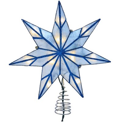 Kurt Adler Kurt S. Adler 10-Light 7-Point Blue Capiz Star Treetop, White