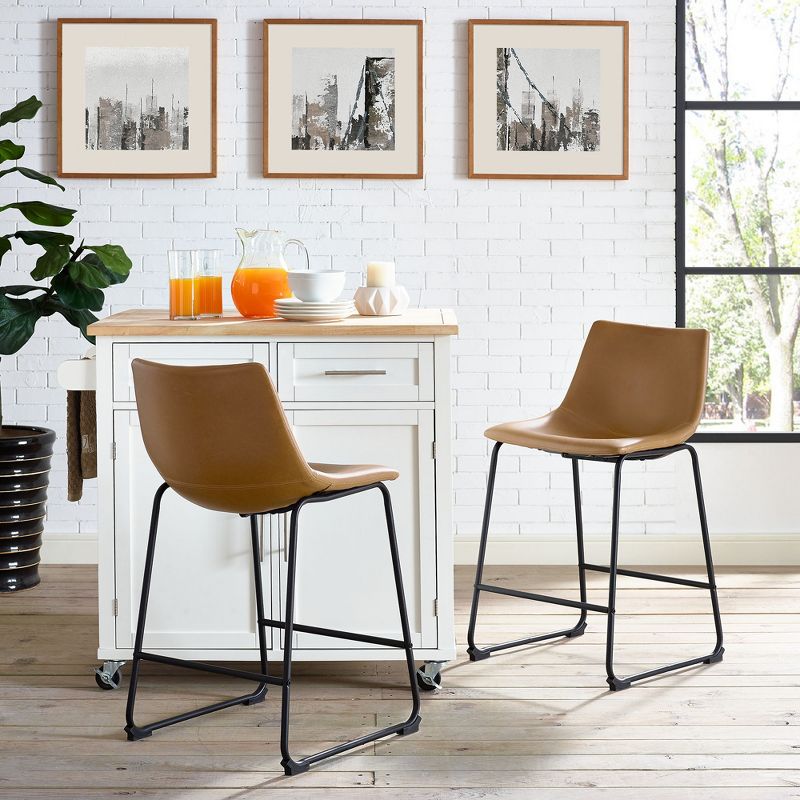 Set of 2 Laslo Modern Upholstered Faux Leather Counter Height Barstools - Saracina Home, 3 of 18
