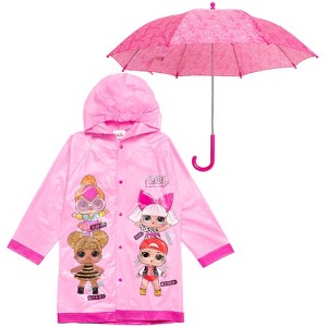 L.O.L. Surprise! Diva Neon Q.T. M.C. Swag Girls Button Down Waterproof Rain Jacket Little Kid to Big Kid - 1 of 4