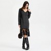 Women's Long Sleeve Lace Hem Midi Sweater Dress - A New Day™ Dark Heather Gray - 3 of 3