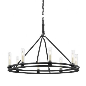 Troy Lighting Sutton 8 - Light Chandelier in  Textured Black Clear Borosilicate Shade - 1 of 1