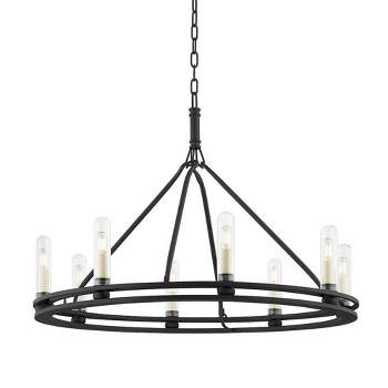Troy Lighting Sutton 8 - Light Chandelier in  Textured Black Clear Borosilicate Shade
