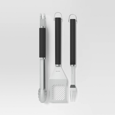 3pc Stainless Steel Grill Tool Set with Handles Light Silver - Room Essentials&#8482;