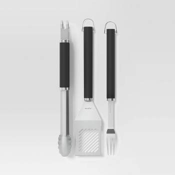 3pc Stainless Steel Grill Tool Set with Handles Light Silver - Room Essentials™