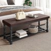 Entryway Shoe Bench with Cushioned Seat & Storage for 5-6 Pairs of Shoes Shoe Rack with Roman Style Legs Brown - 2 of 4