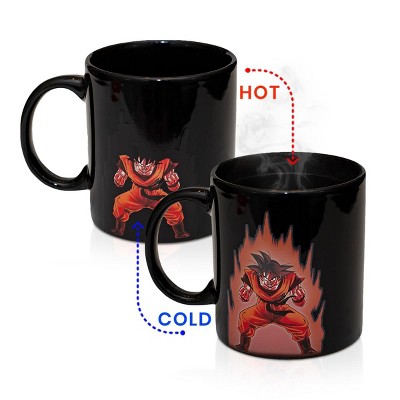 Surreal Entertainment Dragon Ball Z Custom Goku Symbol Heat reactive Mug |Black Ceramic