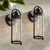 John Timberland Avani 15 1/2" High Modern Outdoor Wall Light Fixture Mount Porch House Exterior Set of 2 Weatherproof Black Metal Clear Glass Shade - 2 of 4