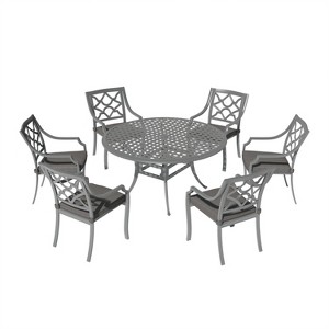 Mondawe 7 Pieces Cast Aluminum Outdoor Patio Dining Set included Armchairs with Cushion - 1 of 1