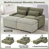 Upholstered Loveseat 2-Seater Sectional Convertible Sofa Bed Double Chaise Lounge with 2 Movable Ottomans, USB Ports & Cup Holders - ModernLuxe - 4 of 4