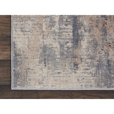 Abstract Urban Loft 26" Handmade Synthetic Runner Rug in Beige/Grey