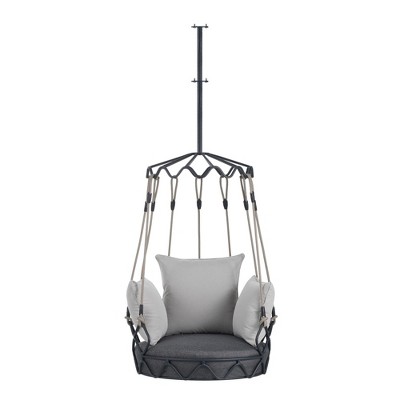 NAYSAYE Patio Swing Hanging Basket Chair with UV Resistant Cushion Durable Comfortable Design for Outdoor Use, Gray, 32"*76.57"*33.51"