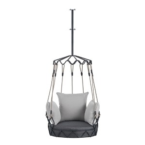 NAYSAYE Patio Swing Hanging Basket Chair with UV Resistant Cushion Durable Comfortable Design for Outdoor Use, Gray, 32"*76.57"*33.51" - 1 of 4