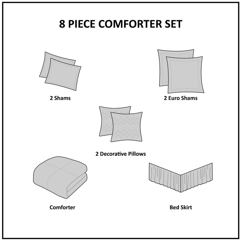8pc Jaine Comforter Set Gray, 4 of 17