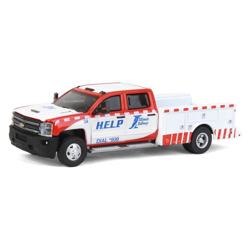 Greenlight Collectibles 1/64 2018 Chevrolet Silverado 3500 Service Bed, Illinois Tollway, Dually Drivers Series 7 46070-D, 1 of 6
