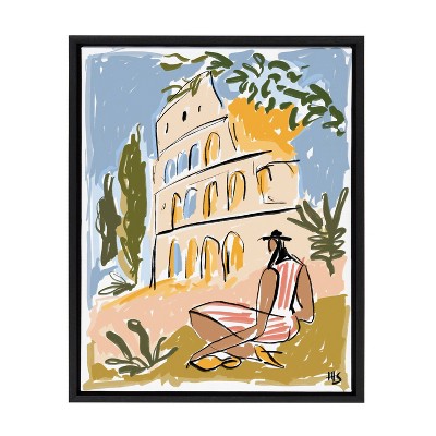 18" x 24" Sylvie When in Rome Framed Canvas by Maggie Stephenson Black - Kate & Laurel All Things Decor