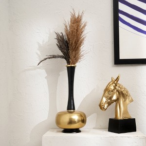 Gulches Decorative Vase - Modern Gold & Black Minimalist Table Accent (8x8x16") - 1 of 4