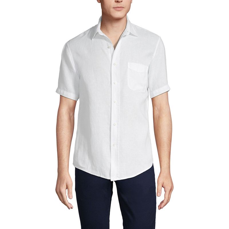 Lands' End Men's Traditional Fit Short Sleeve Linen Shirt, 1 of 4