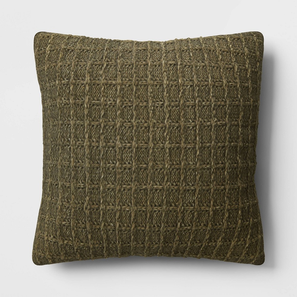 Oversized Marled Knit Square Throw Pillow Dark Green - Threshold™