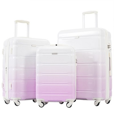 Luggage Set Of 3, Carry-on Luggage With USB Port, Airline Certified ABS Hard Shell Luggage With Cup Holder Spinner Wheels