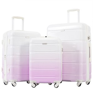 Luggage Set Of 3, Carry-on Luggage With USB Port, Airline Certified ABS Hard Shell Luggage With Cup Holder Spinner Wheels - 1 of 4