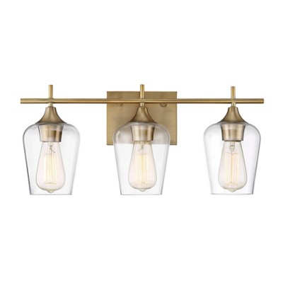 3 Light Bath Sconce Warm Brass - Aurora Lighting