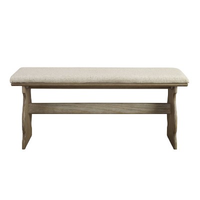 Sasha 50" Natural Wood Corner Dining Nook with Wheat Cushions