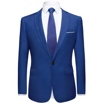 Lars Amadeus Men's Dress Slim Fit Single Breasted One Button Prom Suit Sports Blazer
