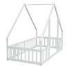 NicBex Twin Size Wooden Floor Bed, House Shaped Platform Bed Frame with Guardrail for Boy and Girl, Easy Assembly - 4 of 4