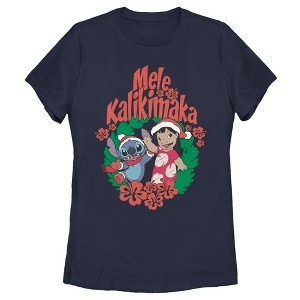Women's Lilo & Stitch Mele Kalikimaka Christmas T-Shirt - 1 of 4