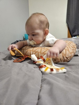 Boppy Tummy Time Prop, Black and White Modern Rainbows with Teething Toys,  Fabric, A Smaller Size for Comfortable Tummy Time, Attached Toys Encourage