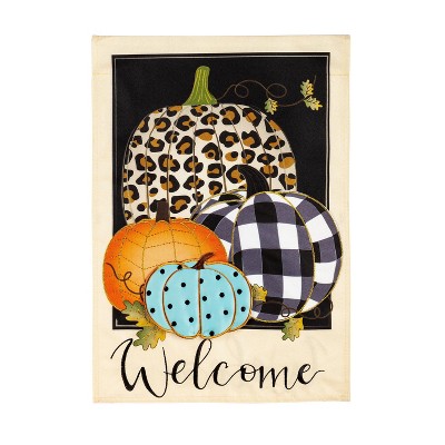 Evergreen Mixed Print Pumpkins LInen House Flag 28 x 44 Inches Outdoor Decor for Homes and Gardens