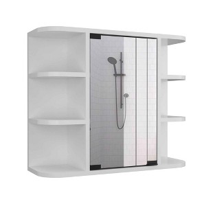 Depot E-Shop Mirrored 19H" Medicine Cabinet, Six External Shelves, Three Interior Shelves - 1 of 4