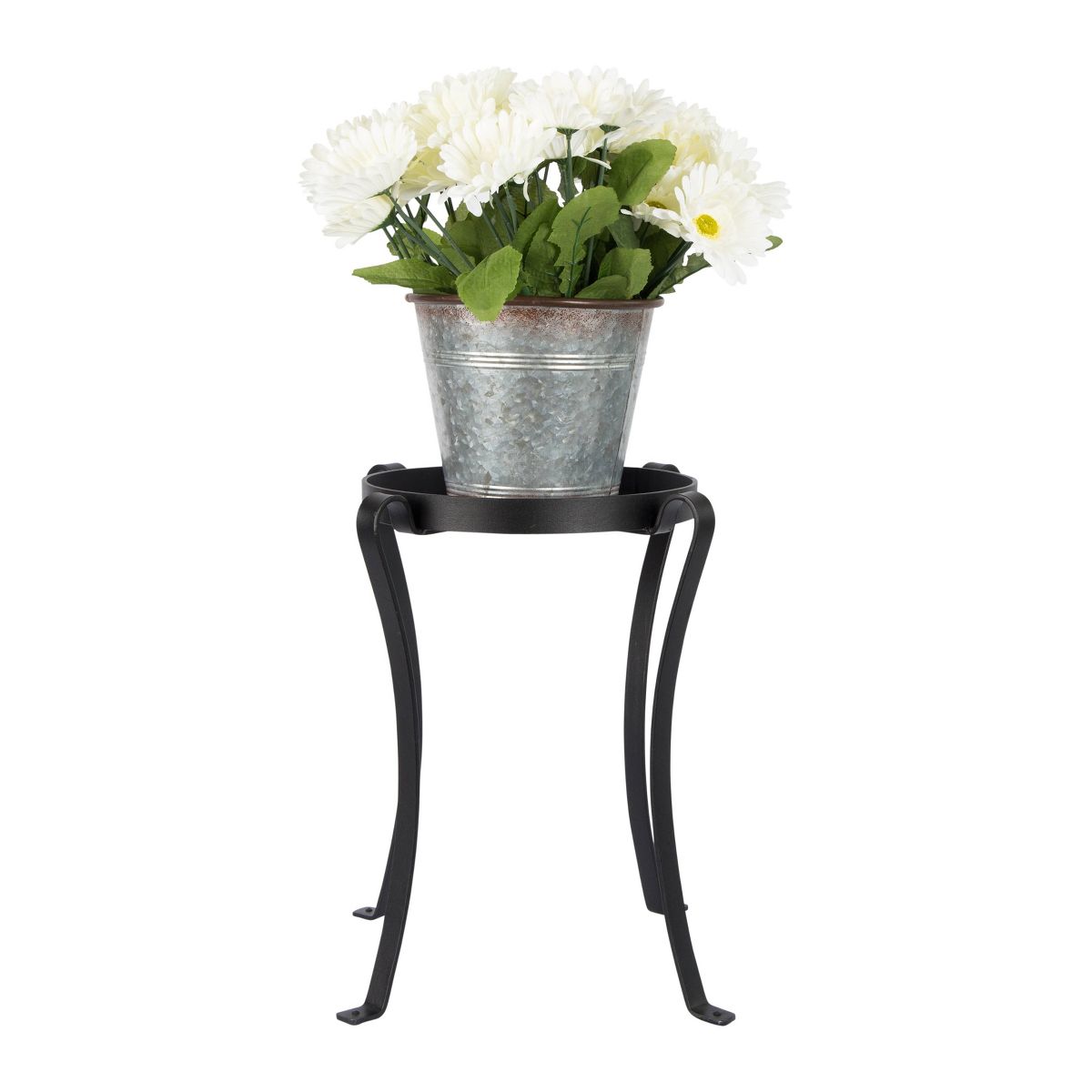 17.75" Tall Wrought Iron Planter Stand for Containers: No-Slip Rim, Freestanding - Achla Designs - thumbnail 2