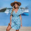 Womens' Blue & Green Abstract Dot Mini Beach Cover-Up Dress - Cupshe - 4 of 4