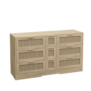 Vynxaria Natural/White Rattan Decorative Storage Cabinet with 9 Drawers - 1 of 4