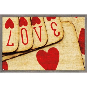 Trends International Tom Quartermaine - Playing Cards with Love Framed Wall Poster Prints - 1 of 4
