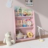 TopComfy Decorative Bookshelf 3 Tier Kids Book Shelf Multifunctional Kids Book Rack Helps Keep Bedrooms Clean for Children, Pink, 33.66"*14.37"*3.15" - 2 of 4