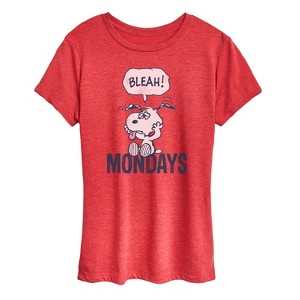 Women's - Peanuts - Bleah Mondays Snoopy -Women's Short Sleeve Graphic T-Shirt Short Sleeve Graphic T-Shirt - 1 of 4