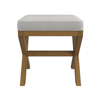 Somerset Fog Gray Upholstered Backless Vanity Stool with Rubberwood Legs