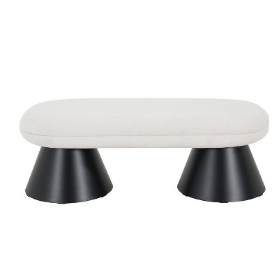 Christopher Knight Home Salal Modern Upholstered Dining Bench with Double Pedestal Iron Legs