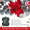6 Ft Pre-Lit Christmas Garland, Xmas Garland with Ball Ornaments Ribbons Bows for Mantle Table Centerpiece Indoor Outdoor Home Decor - 2 of 4