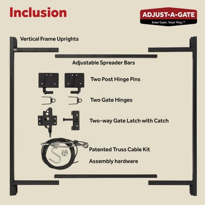 Adjustable Black Steel Frame Gate Building Kit with Hardware