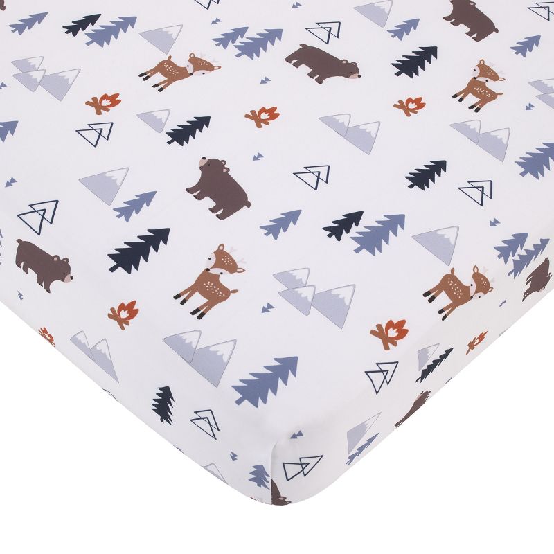 Little Love by NoJo National Park Navy, Gray, Tan, and White Forest Friends Nursery Fitted Crib Sheet, 1 of 5